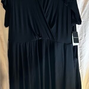 Torrid Black Flutter Sleeve V-Neck Sundress